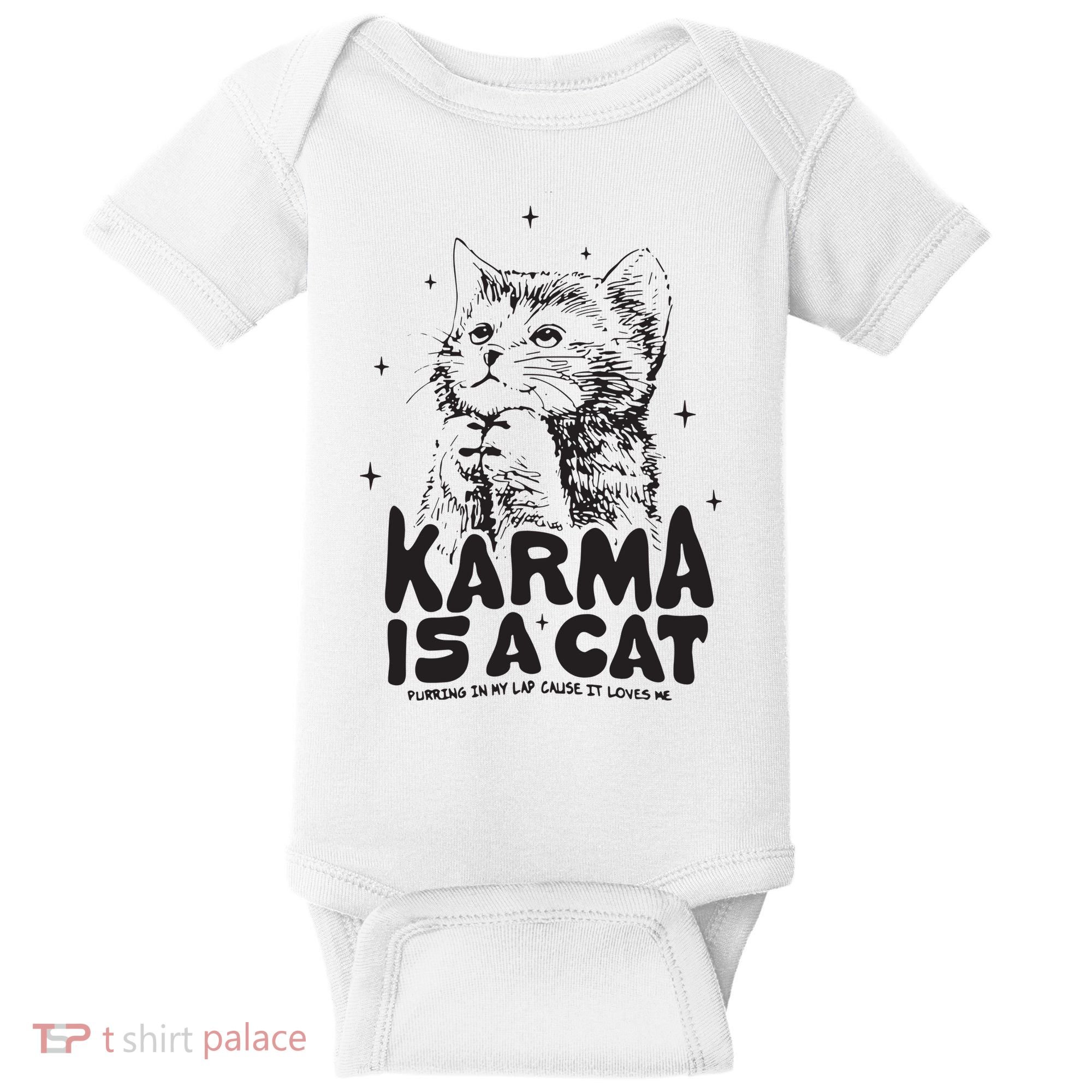 Karma Is A Cat Shirts Taylor Eras Cat Lover Baby Bodysuit