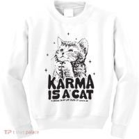 Karma Is A Cat Shirts Taylor Eras Cat Lover Kids Sweatshirt thumb 0