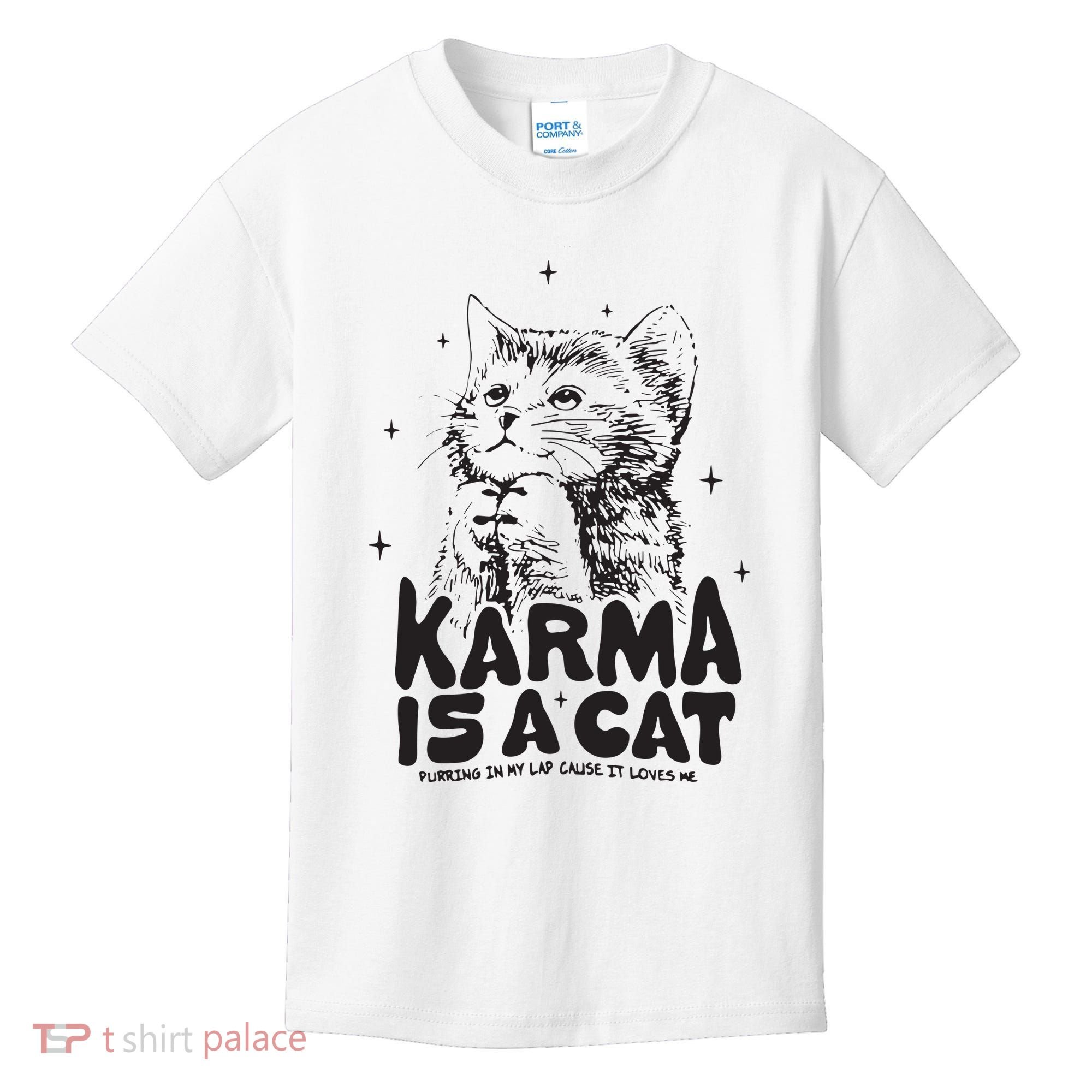 Karma Is A Cat Shirts Taylor Eras Cat Lover Kids T-Shirt