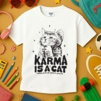 Karma Is A Cat Shirts Taylor Eras Cat Lover Kids T-Shirt thumb 3
