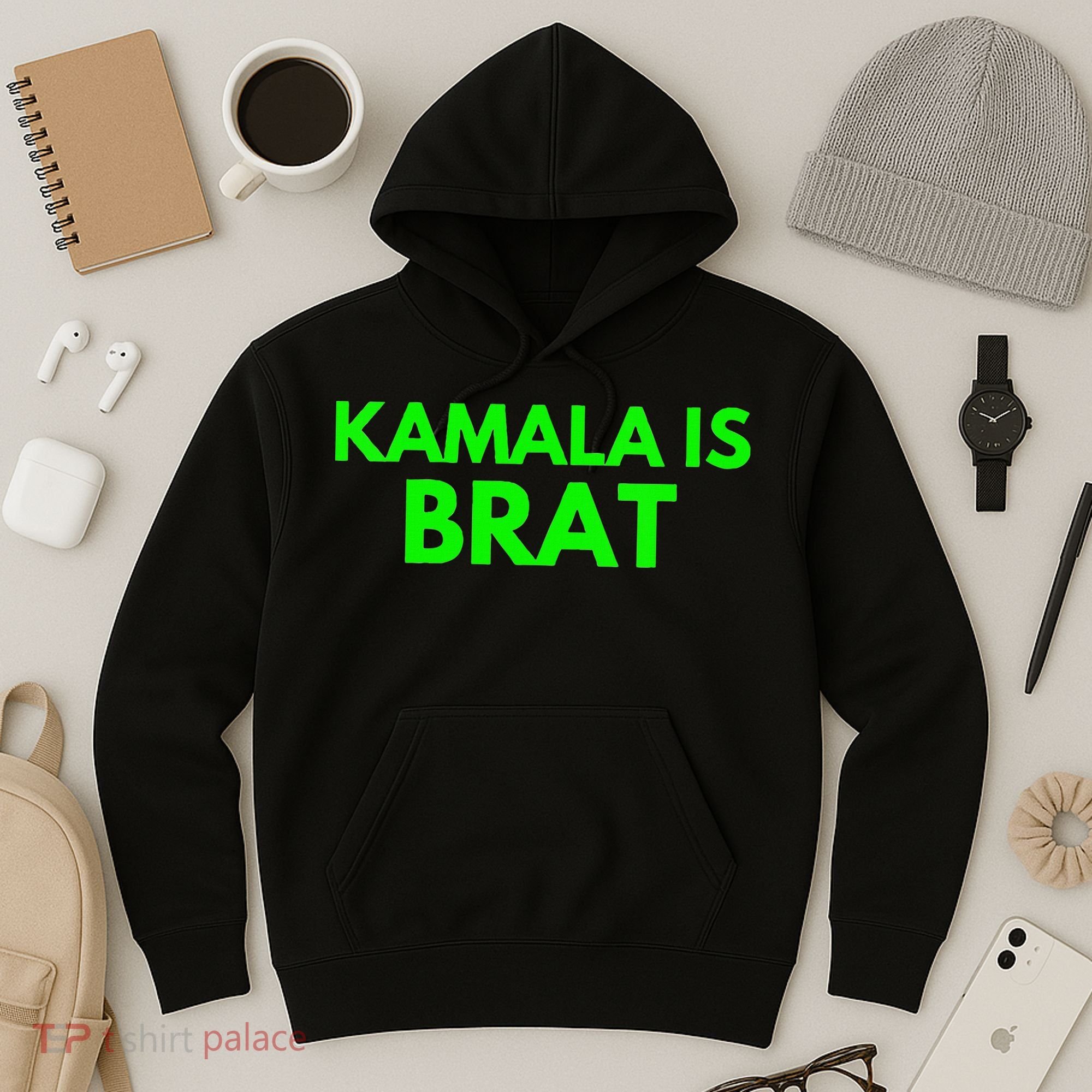 Kamala Is Brat V Neck Hoodie