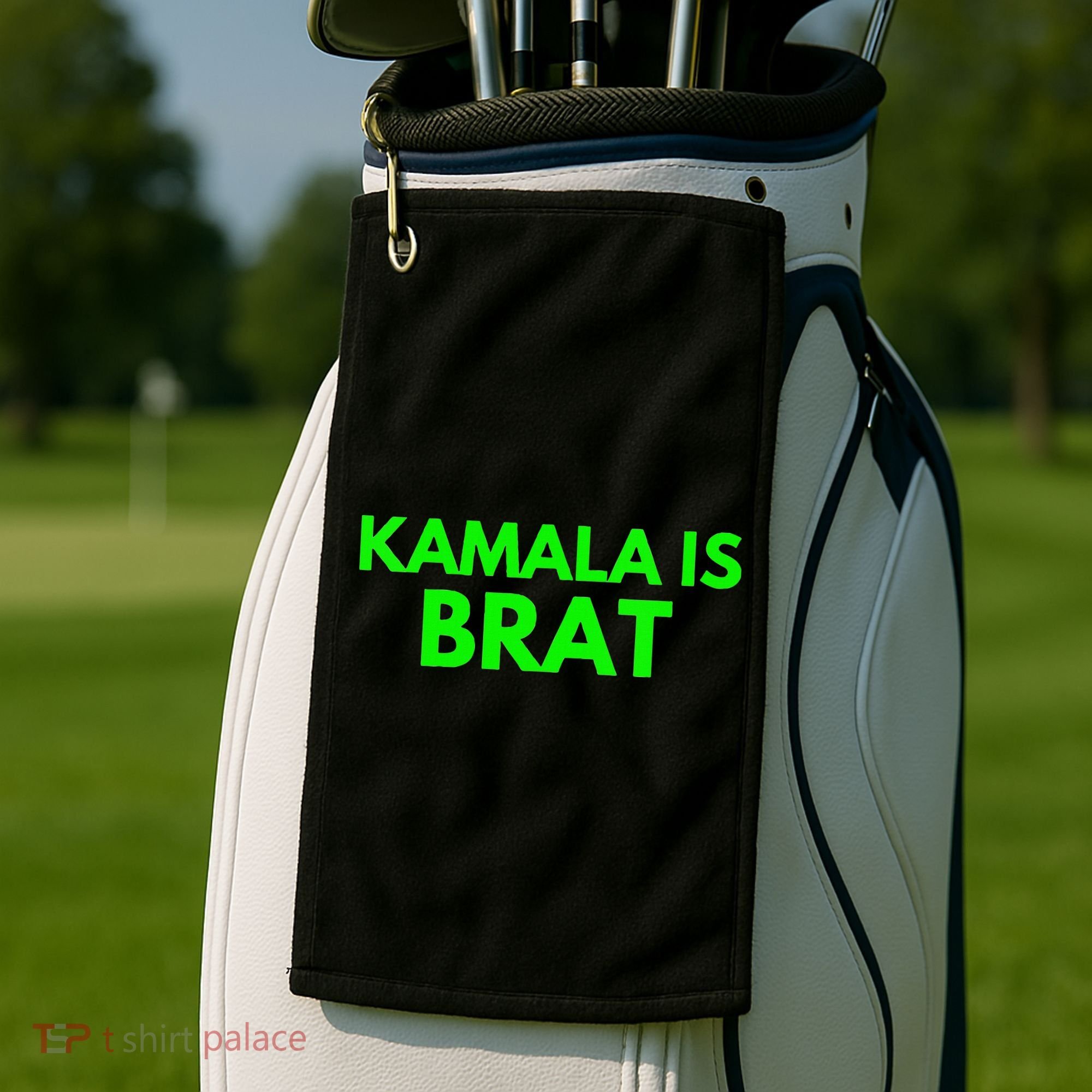 Kamala Is Brat V Neck Golf Towel