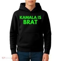 Kamala Is Brat V Neck Kids Hoodie thumb 4