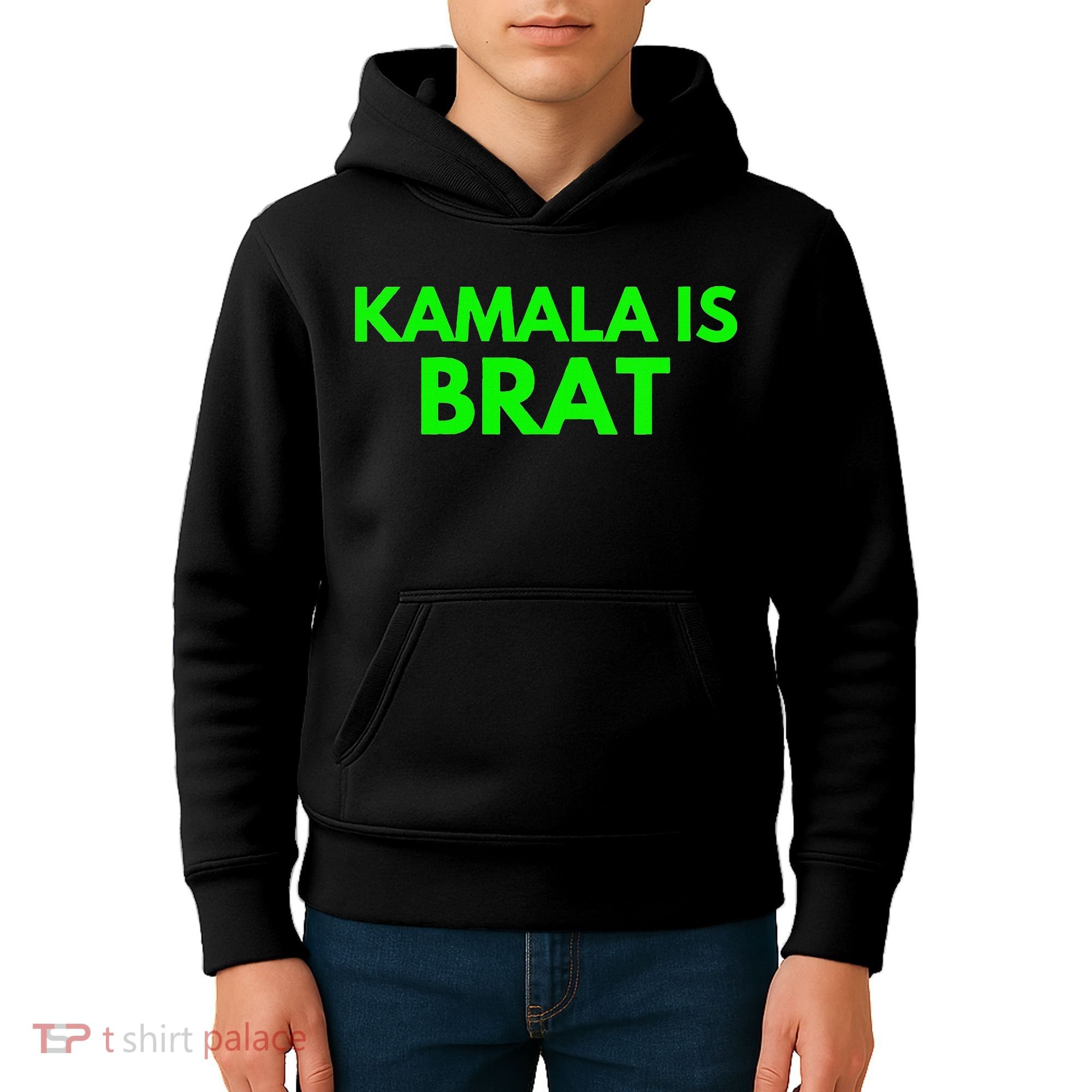 Kamala Is Brat V Neck Kids Hoodie
