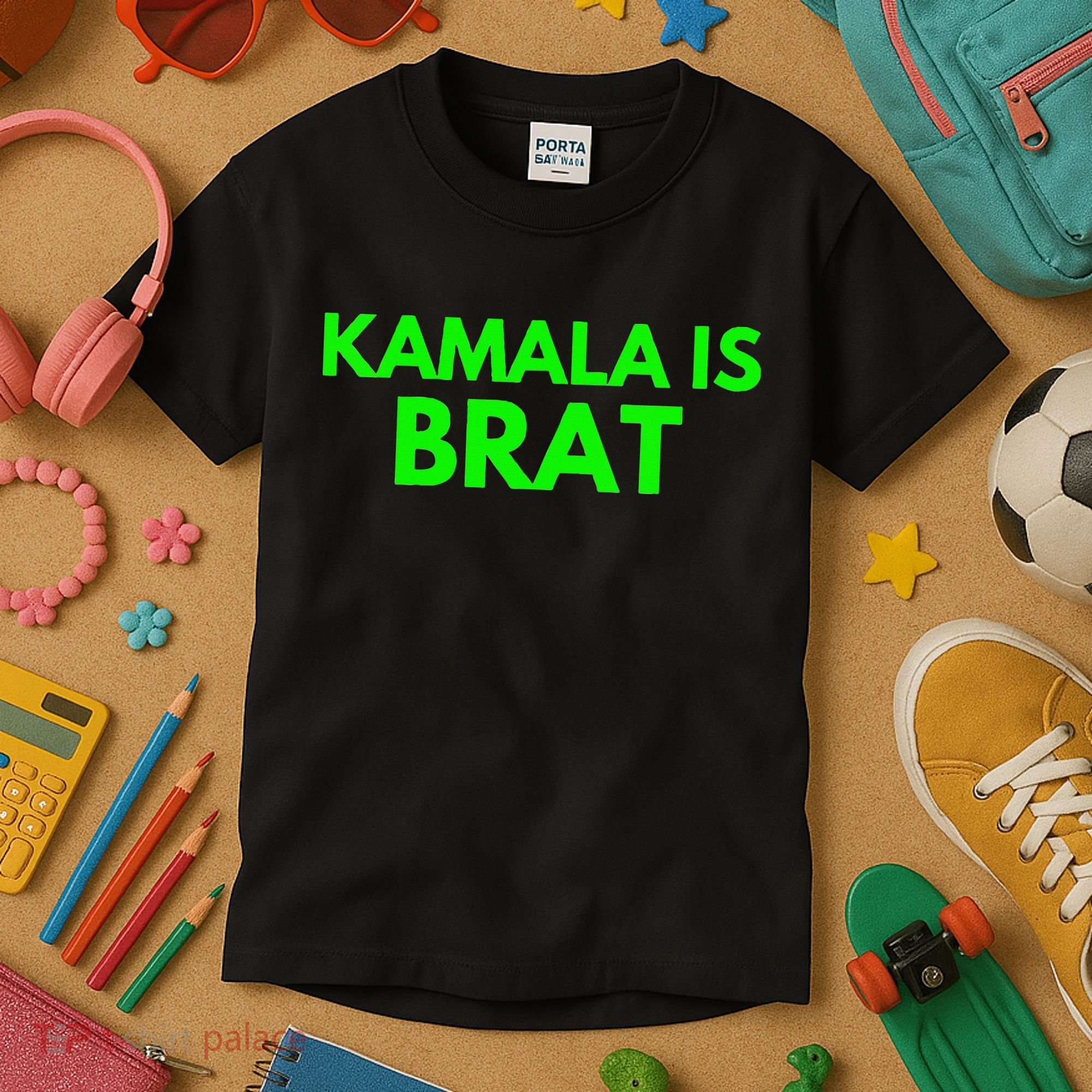 Kamala Is Brat V Neck Kids T-Shirt