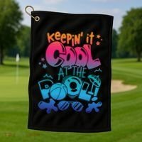 Keepin It Cool In The Pool Summer Vibes Matching Family Gift Golf Towel thumb 1