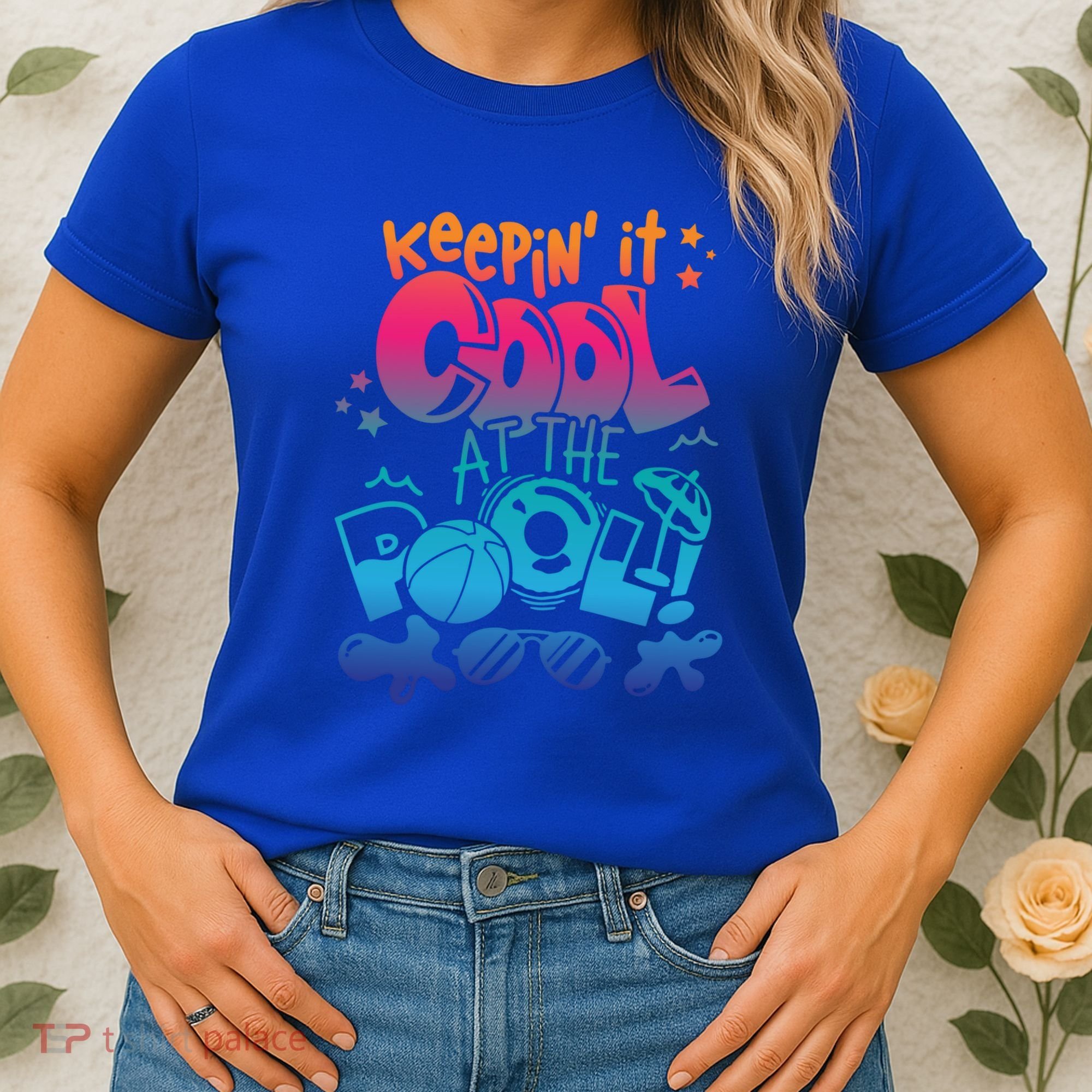Keepin It Cool In The Pool Summer Vibes Matching Family Gift Women's T-Shirt