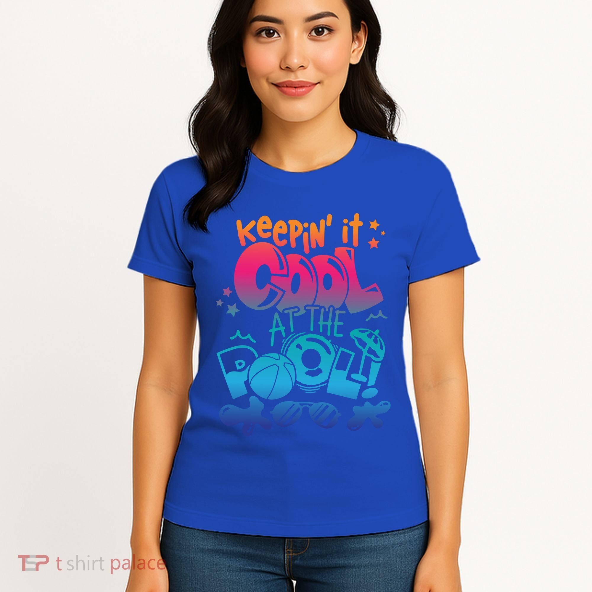 Keepin It Cool In The Pool Summer Vibes Matching Family Gift Women's T-Shirt