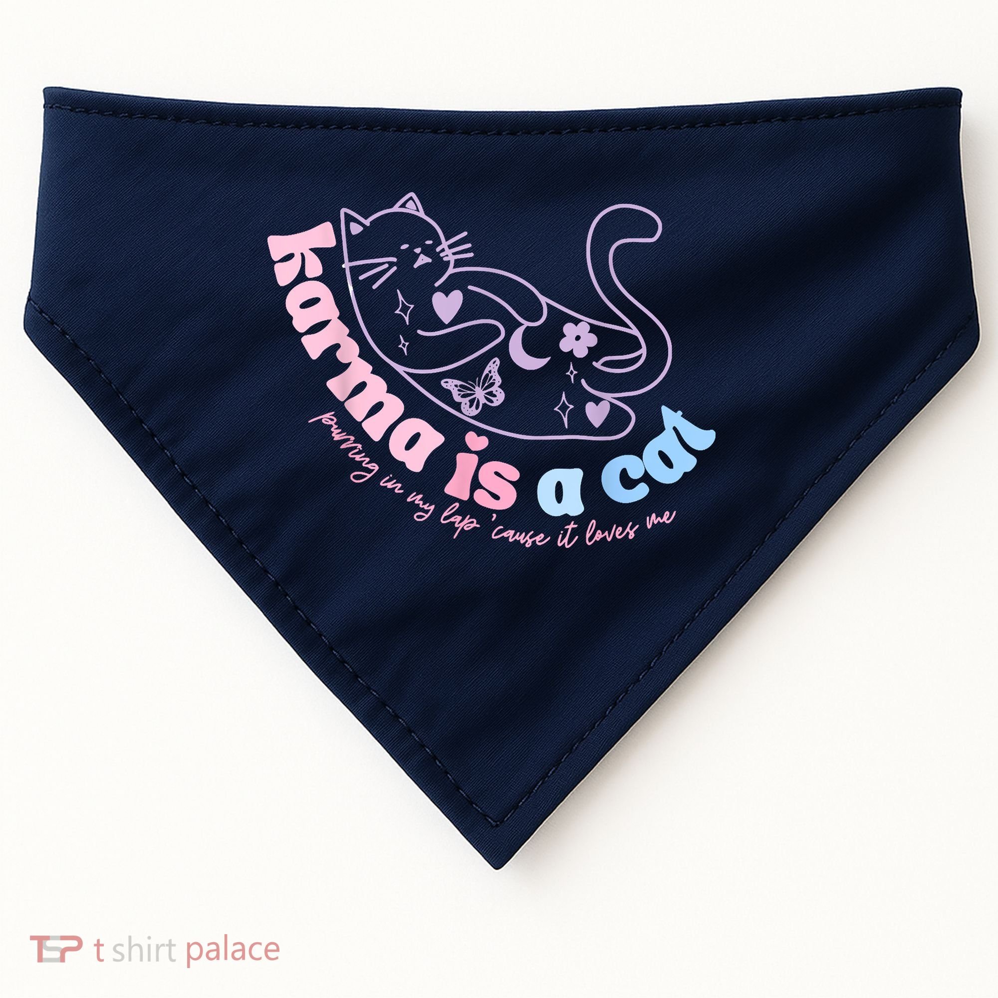 Karma Is Cat Purring In My Lap Cause It Loves Me USA-Made Doggie Bandana