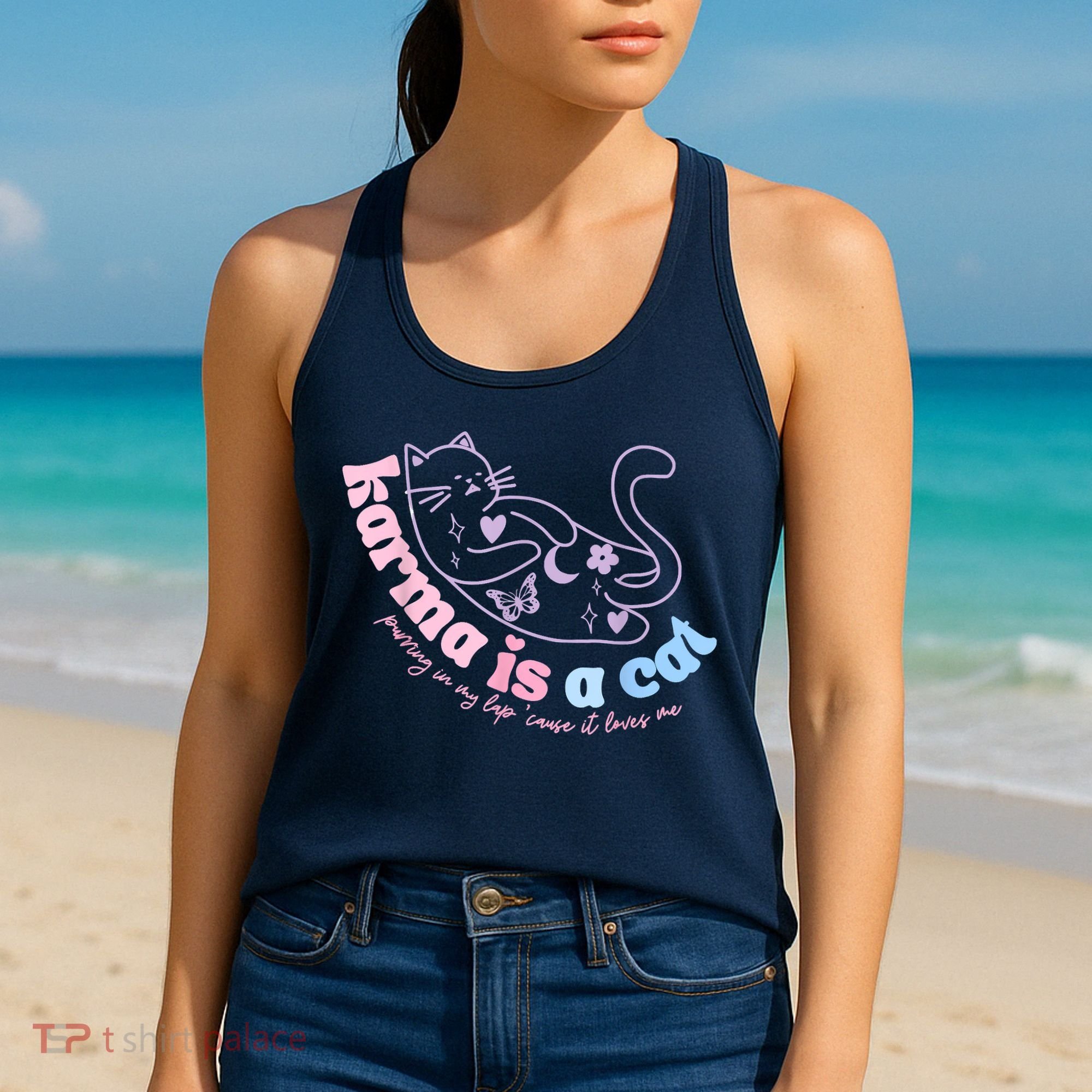 Karma Is Cat Purring In My Lap Cause It Loves Me Women's Tank Top