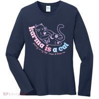 Karma Is Cat Purring In My Lap Cause It Loves Me Women's Long Sleeve Shirt thumb 0