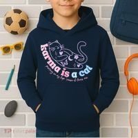 Karma Is Cat Purring In My Lap Cause It Loves Me Kids Hoodie thumb 2