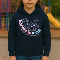 Karma Is Cat Purring In My Lap Cause It Loves Me Kids Hoodie thumb 3