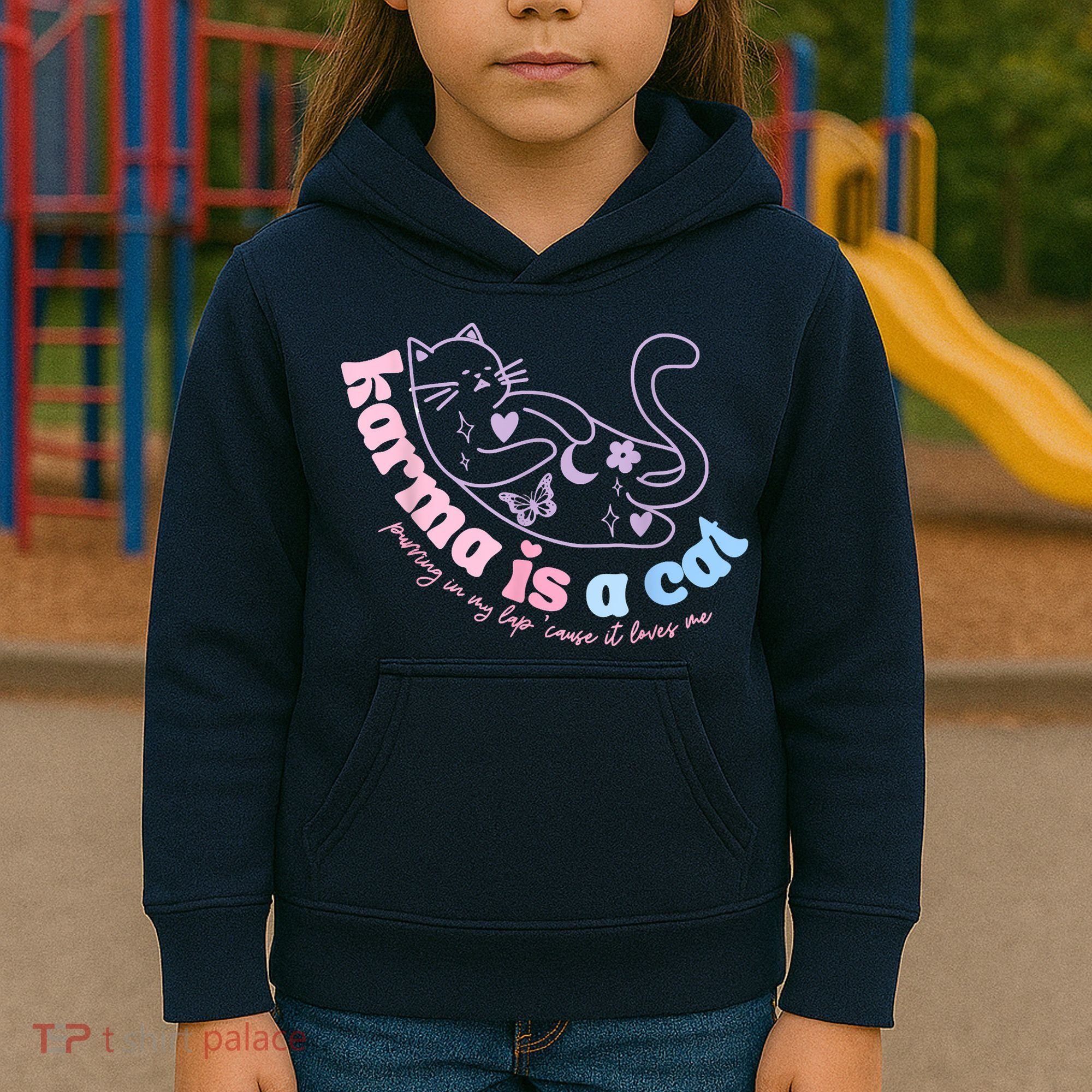 Karma Is Cat Purring In My Lap Cause It Loves Me Kids Hoodie