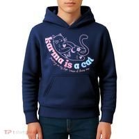 Karma Is Cat Purring In My Lap Cause It Loves Me Kids Hoodie thumb 4