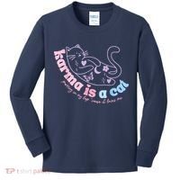 Karma Is Cat Purring In My Lap Cause It Loves Me Kids Long Sleeve Shirt thumb 0