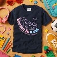 Karma Is Cat Purring In My Lap Cause It Loves Me Kids T-Shirt thumb 3