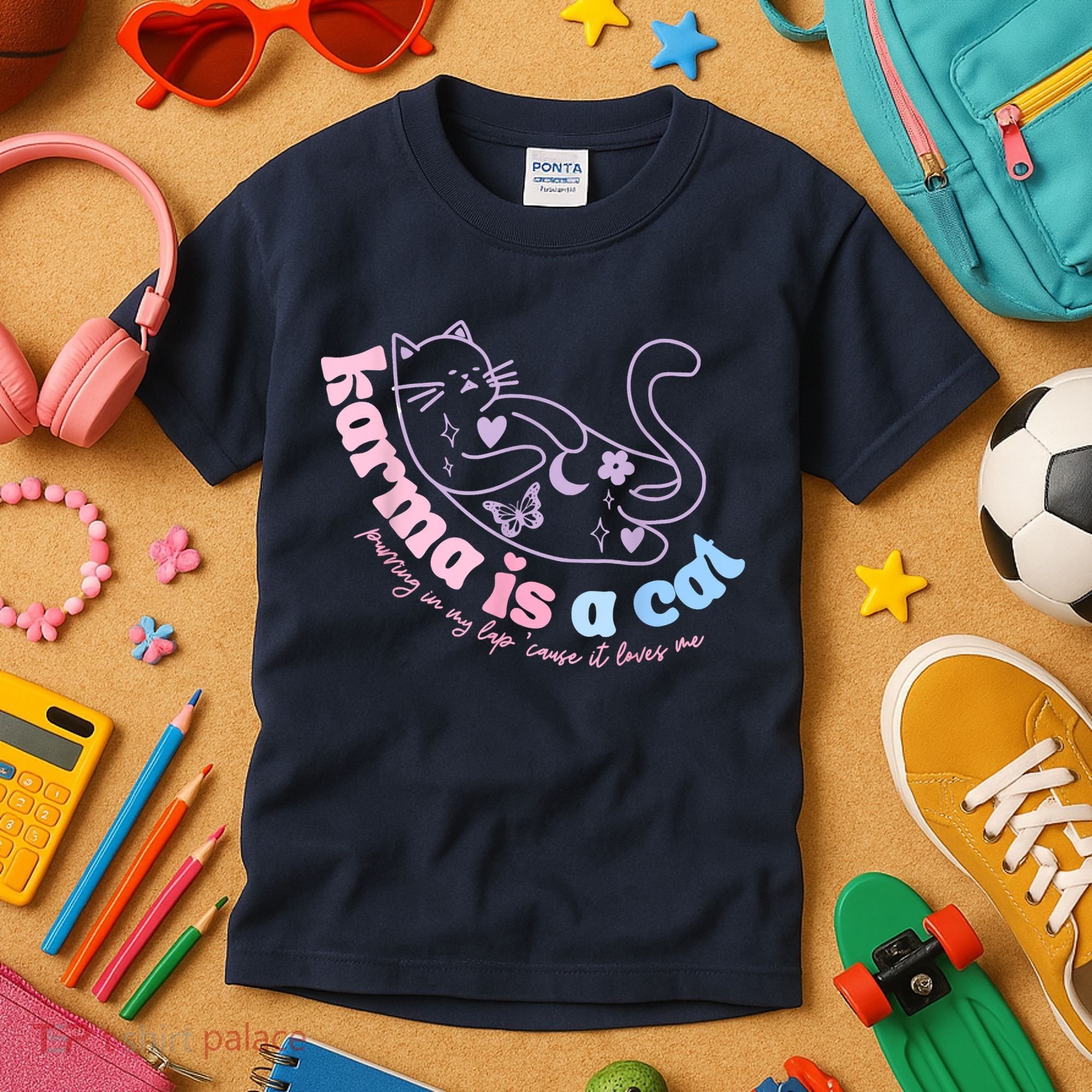 Karma Is Cat Purring In My Lap Cause It Loves Me Kids T-Shirt