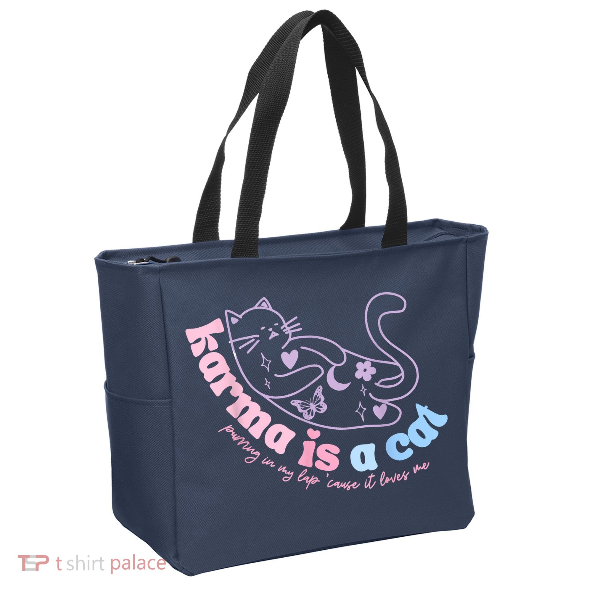 Karma Is Cat Purring In My Lap Cause It Loves Me Tote Bag