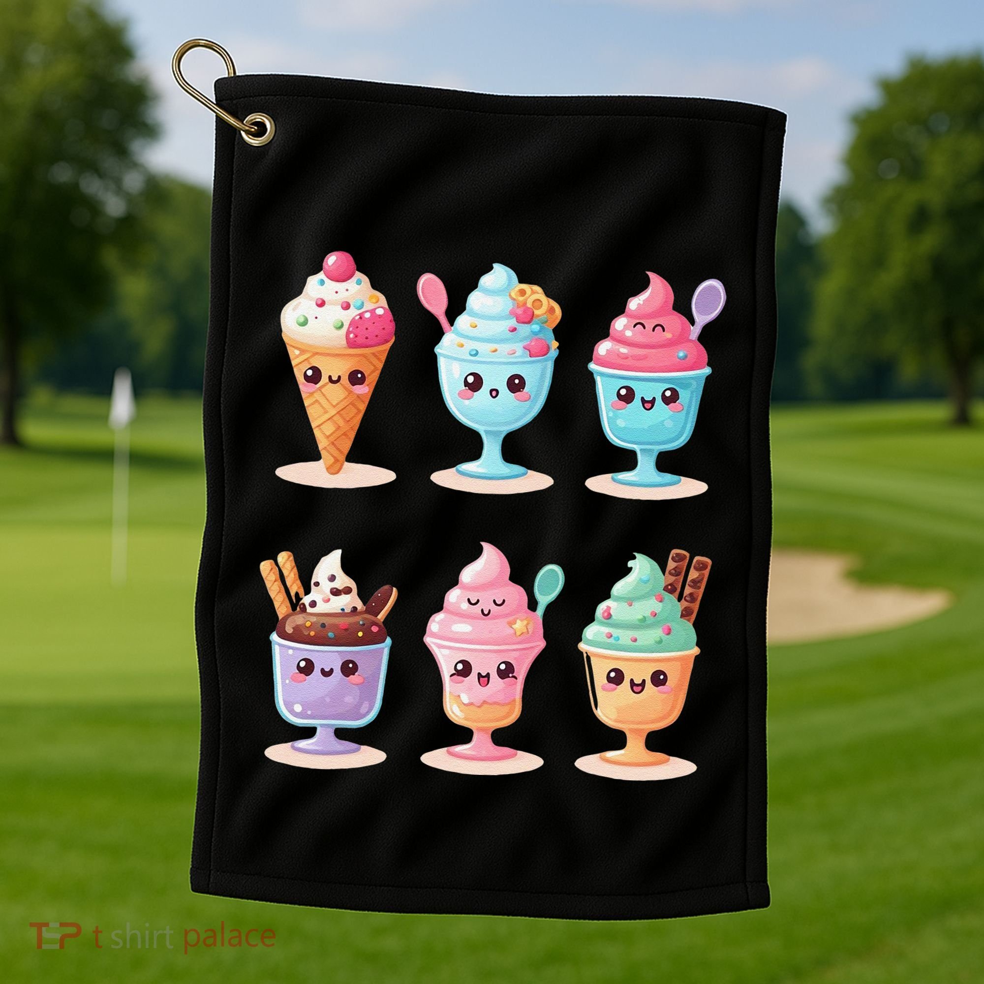 Kawaii Ice Cream Frozen Yogurt Lover Anime Golf Towel