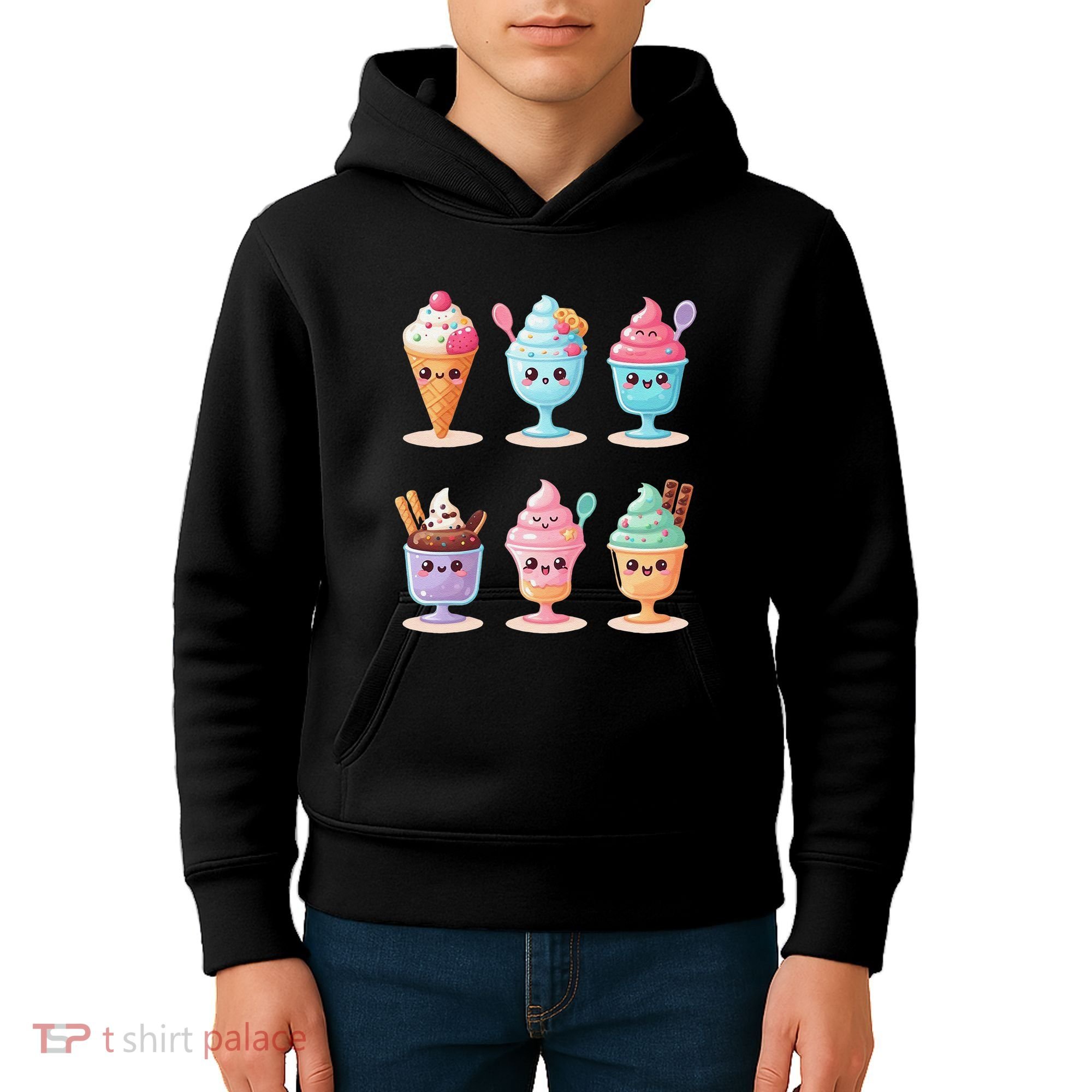 Kawaii Ice Cream Frozen Yogurt Lover Anime Kids Hoodie