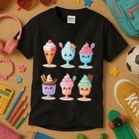 Kawaii Ice Cream Frozen Yogurt Lover Anime Kids T-Shirt thumb 3