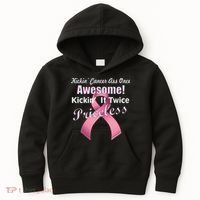 Kickin' Cancer's Ass One Awesome Twice Priceless Kids Hoodie thumb 0