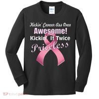 Kickin' Cancer's Ass One Awesome Twice Priceless Kids Long Sleeve Shirt thumb 0