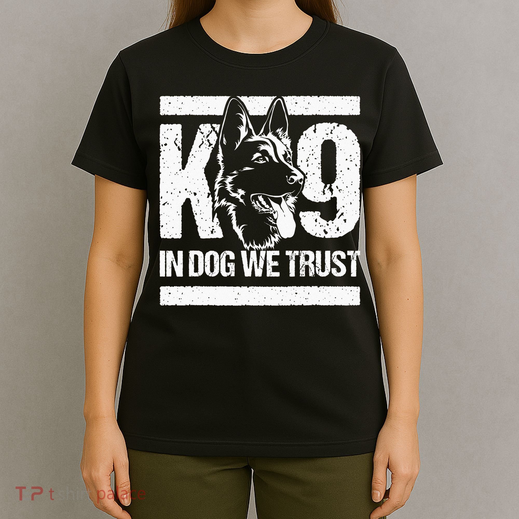 K9 In Dogs We Trust Blue Line K9 Dog Unit Police Officer T-Shirt