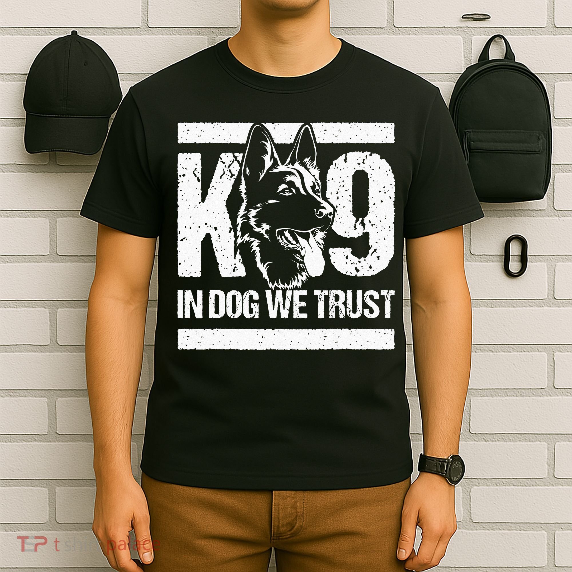 K9 In Dogs We Trust Blue Line K9 Dog Unit Police Officer T-Shirt