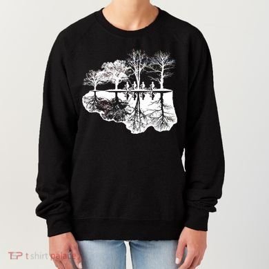 Kids Riding Bikes Through Trees Upside Down Women's Sweatshirt