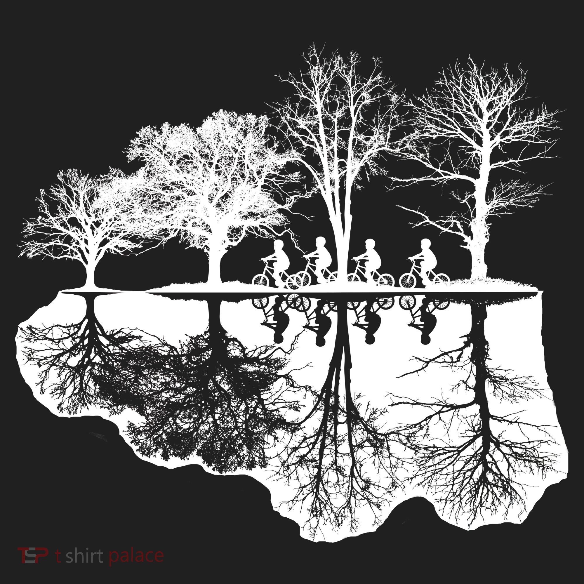 Kids Riding Bikes Through Trees Upside Down Women's Sweatshirt