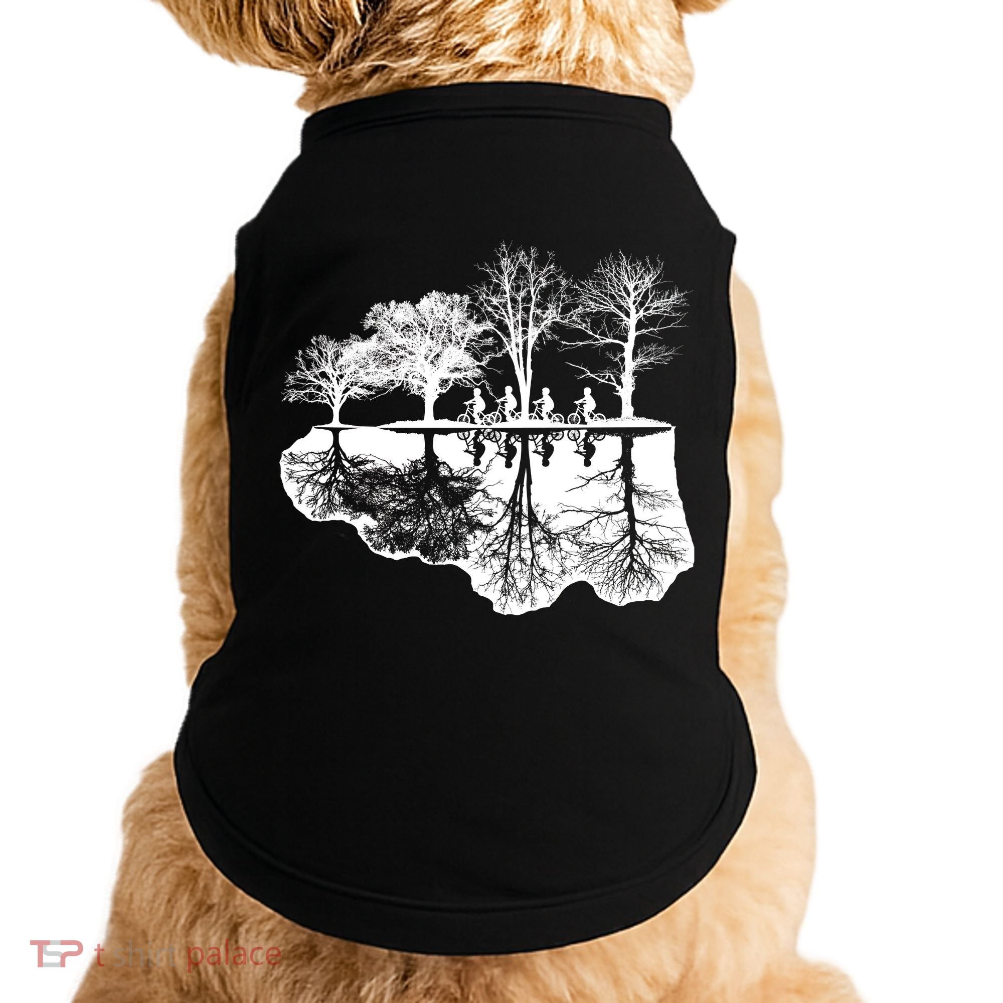 Kids Riding Bikes Through Trees Upside Down Doggie Tank