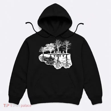 Kids Riding Bikes Through Trees Upside Down Hoodie