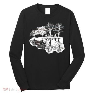 Kids Riding Bikes Through Trees Upside Down Long Sleeve Shirt