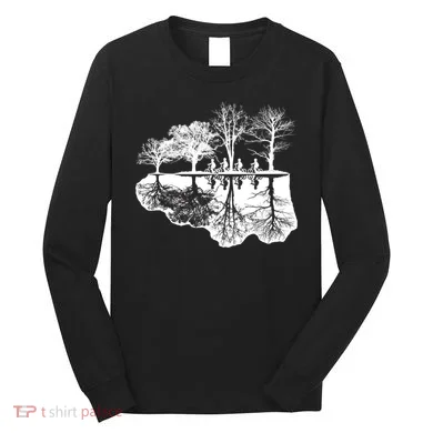 Kids Riding Bikes Through Trees Upside Down Long Sleeve Shirt