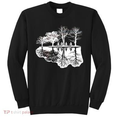 Kids Riding Bikes Through Trees Upside Down Sweatshirt