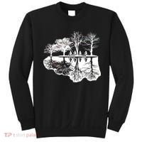 Kids Riding Bikes Through Trees Upside Down Sweatshirt thumb 0