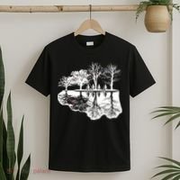 Kids Riding Bikes Through Trees Upside Down T-Shirt thumb 2