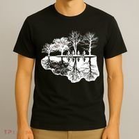 Kids Riding Bikes Through Trees Upside Down T-Shirt thumb 3