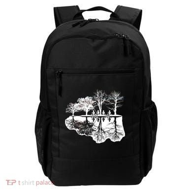 Kids Riding Bikes Through Trees Upside Down Backpack