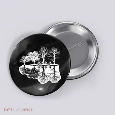 Kids Riding Bikes Through Trees Upside Down Button