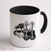 Kids Riding Bikes Through Trees Upside Down Coffee Mug thumb 1