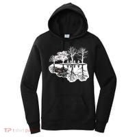 Kids Riding Bikes Through Trees Upside Down Women's Hoodie thumb 0