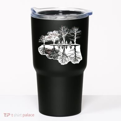 Kids Riding Bikes Through Trees Upside Down Tumbler
