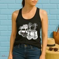 Kids Riding Bikes Through Trees Upside Down Women's Tank Top thumb 2