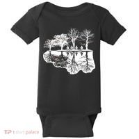 Kids Riding Bikes Through Trees Upside Down Baby Bodysuit thumb 0