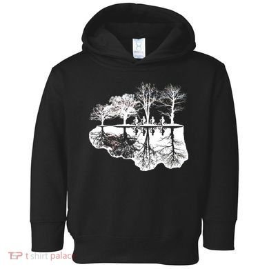 Kids Riding Bikes Through Trees Upside Down Toddler Hoodie