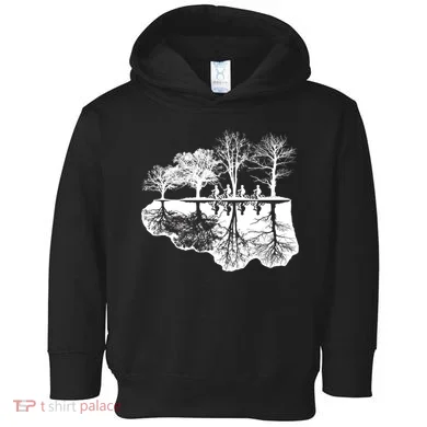 Kids Riding Bikes Through Trees Upside Down Toddler Hoodie