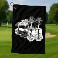 Kids Riding Bikes Through Trees Upside Down Golf Towel thumb 1
